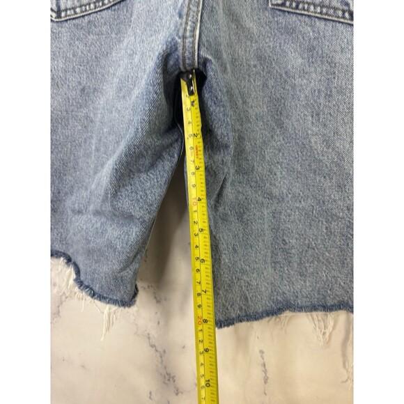 Agolde 90s Denim Shorts Marquee Blue Womens Size 34 Raw Hem long Retro High rise - Picture 10 of 16